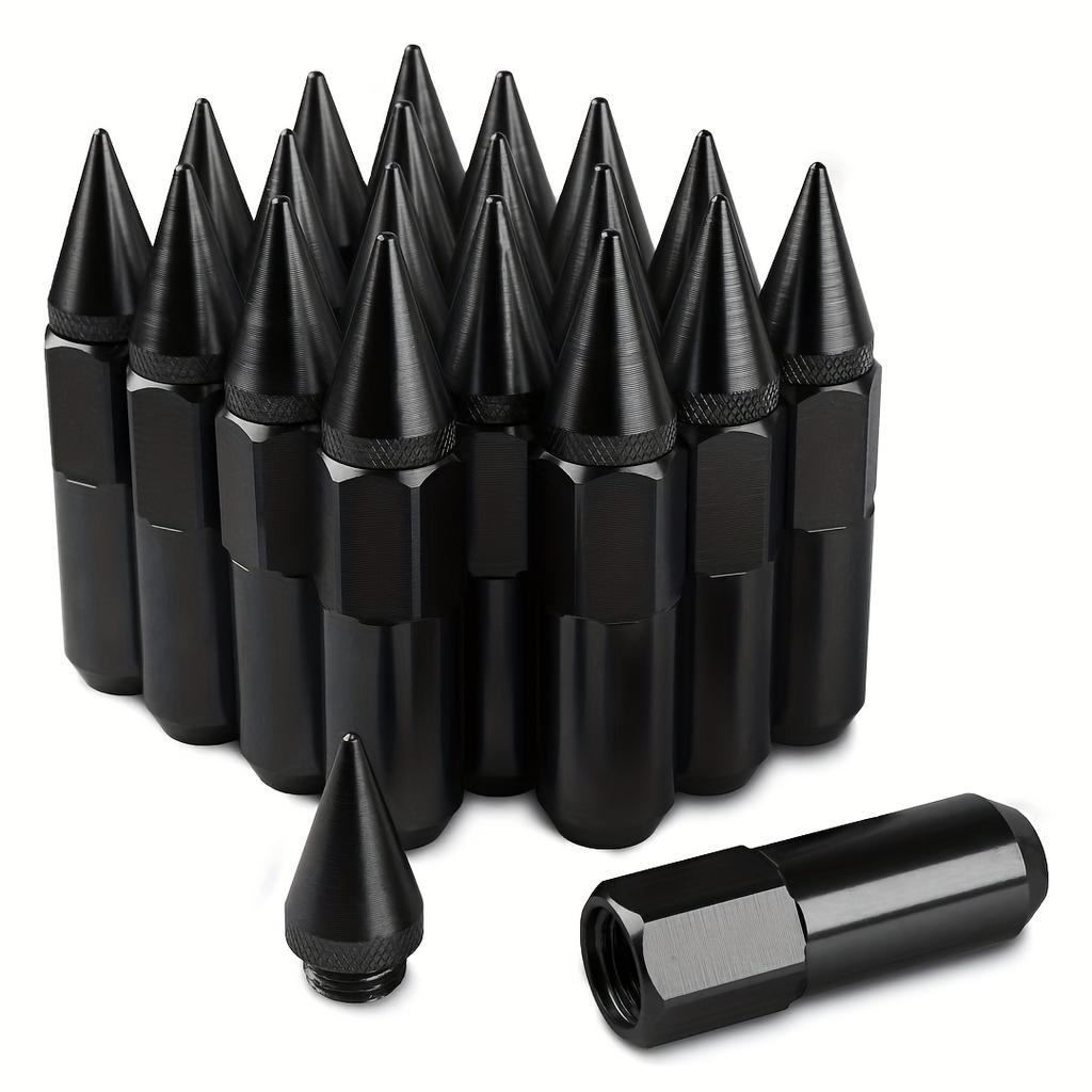 20pcs M12*1.5 Forged Lightweight Spike Nuts, Hexagonal Wheel Lug Nuts, Metal Construction, Precision Forged Nuts for Automotive Wheel Nuts