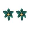Bohemia Ethnic Style White Enamel Flower Stud Earrings for Women Charm Stainless Steel Wedding Bride Jewelry Accessories Gift
