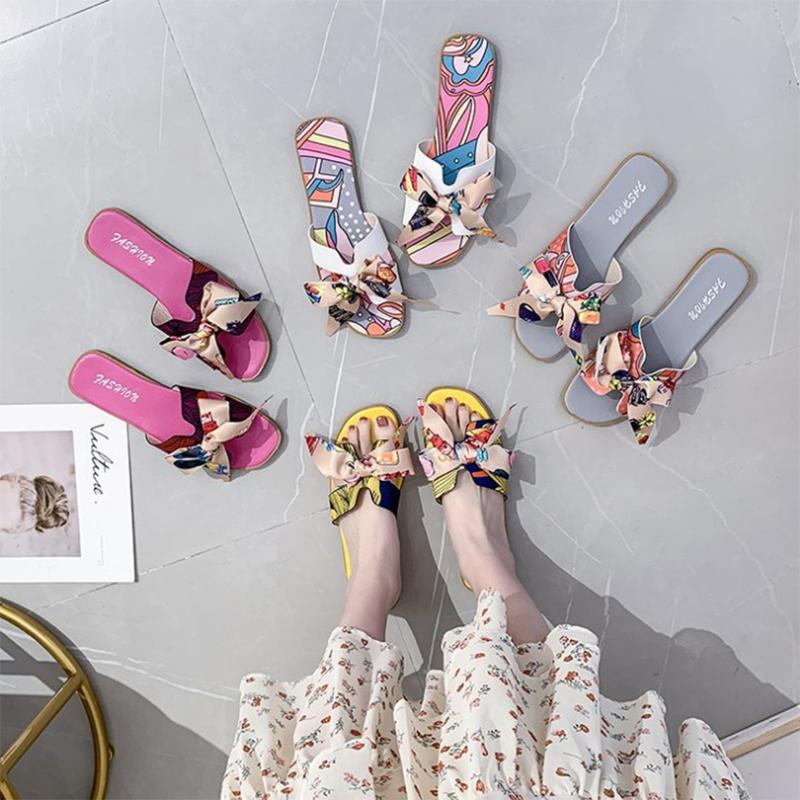 Stylish Women's Bow Sliders Silky Butterfly Sandals Perfect For Summer Beach Parties