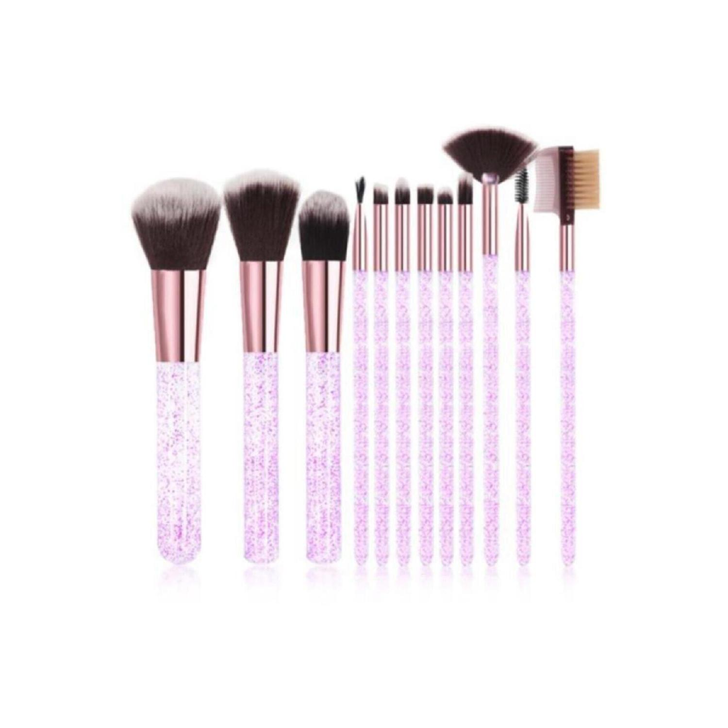 

Purple 12-piece Glitter Cylinder Box Makeup Brush Set
