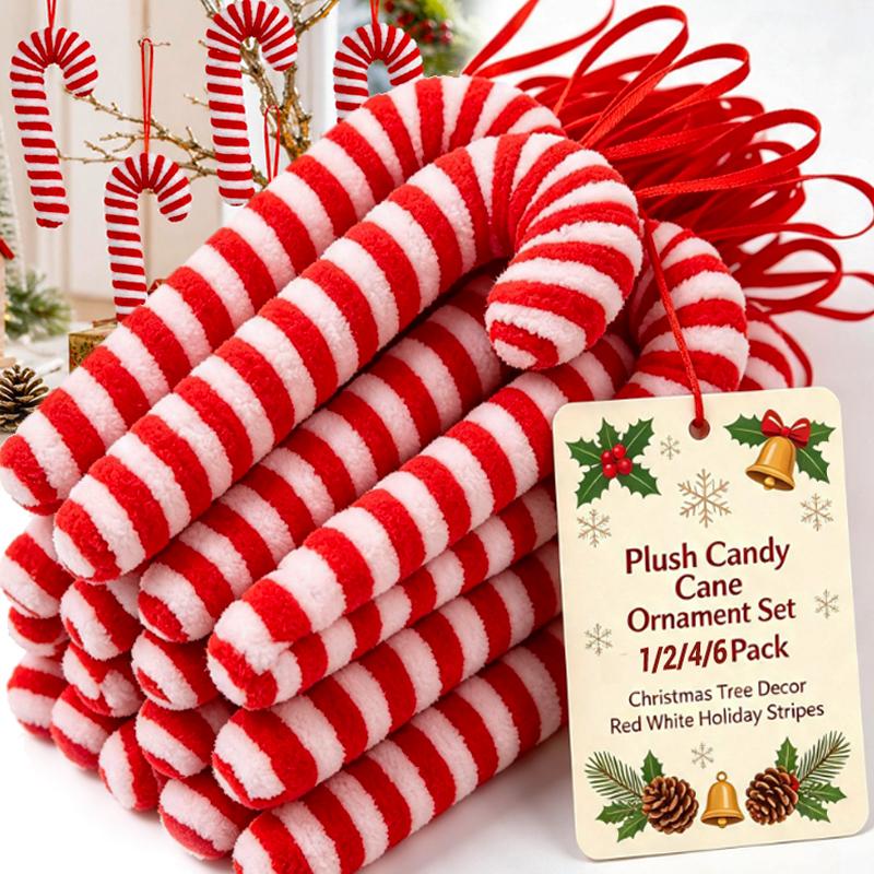 1/6x Red White Foam Candy Cane Christmas Hanging Ornament Large Tree Decoration Xmas Holiday Party Decor New Years Candy Canes