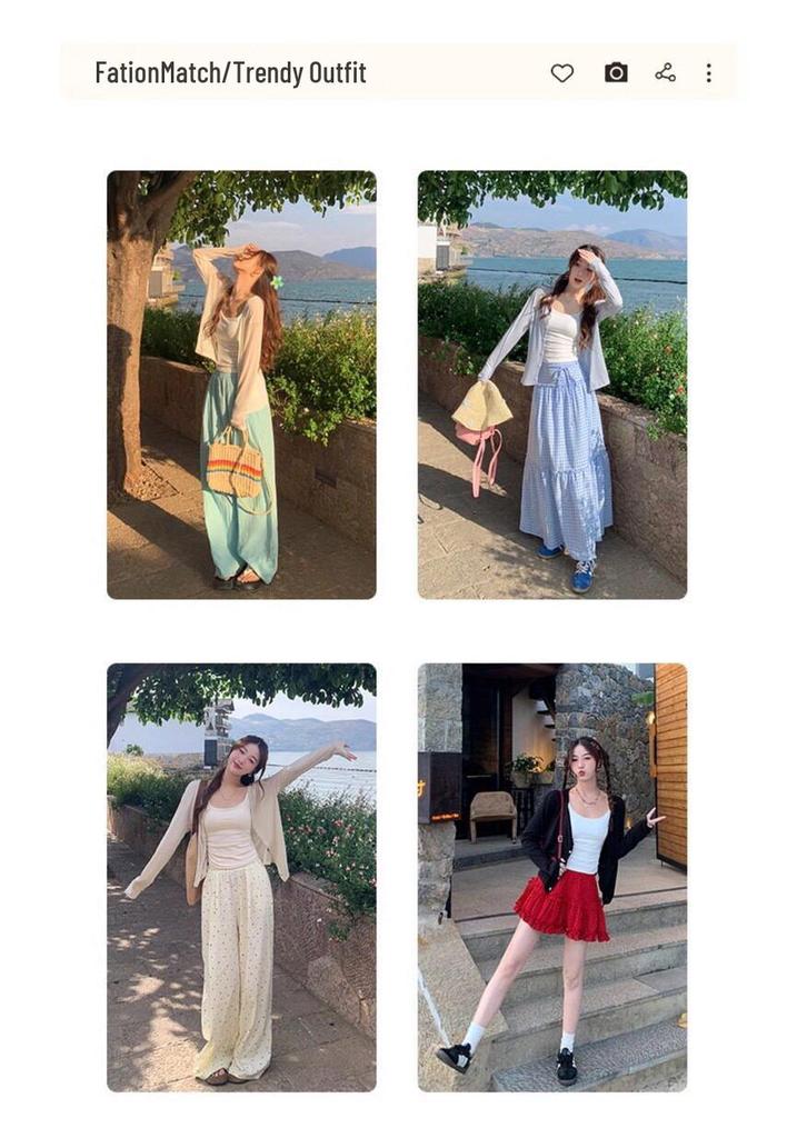 Women's Lightweight Sun Protection Cardigan & Camisole Set - Thin Knit Summer Cover-up Top