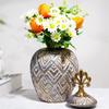 Handmade Metal Lid Storage Jar High Temperature Firing Relief Ceramic Vase Living Room Flower Ornament