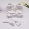 Girls Headband + Socks Set 0-12 Months Cute Toddler Princess Socks Autumn Infant Bow-knot Socks
