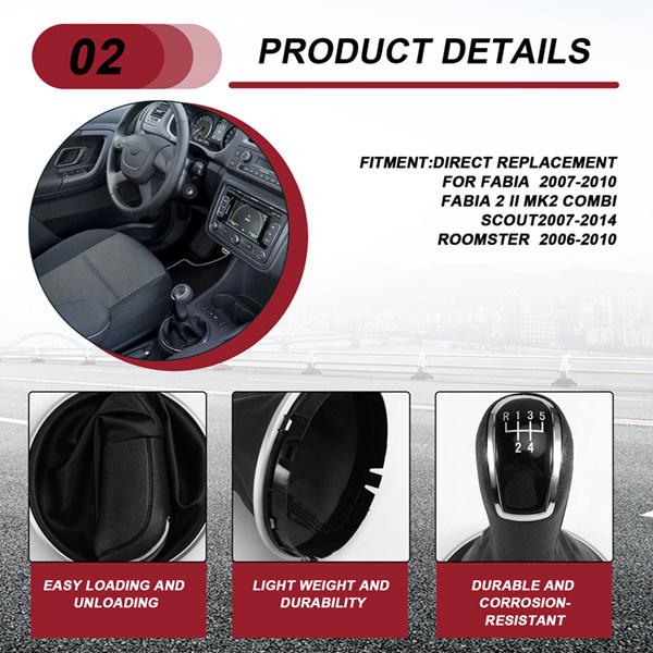 5-Speed Gear Shift Knob with Dust Cover for Skoda Fabia II/MK2