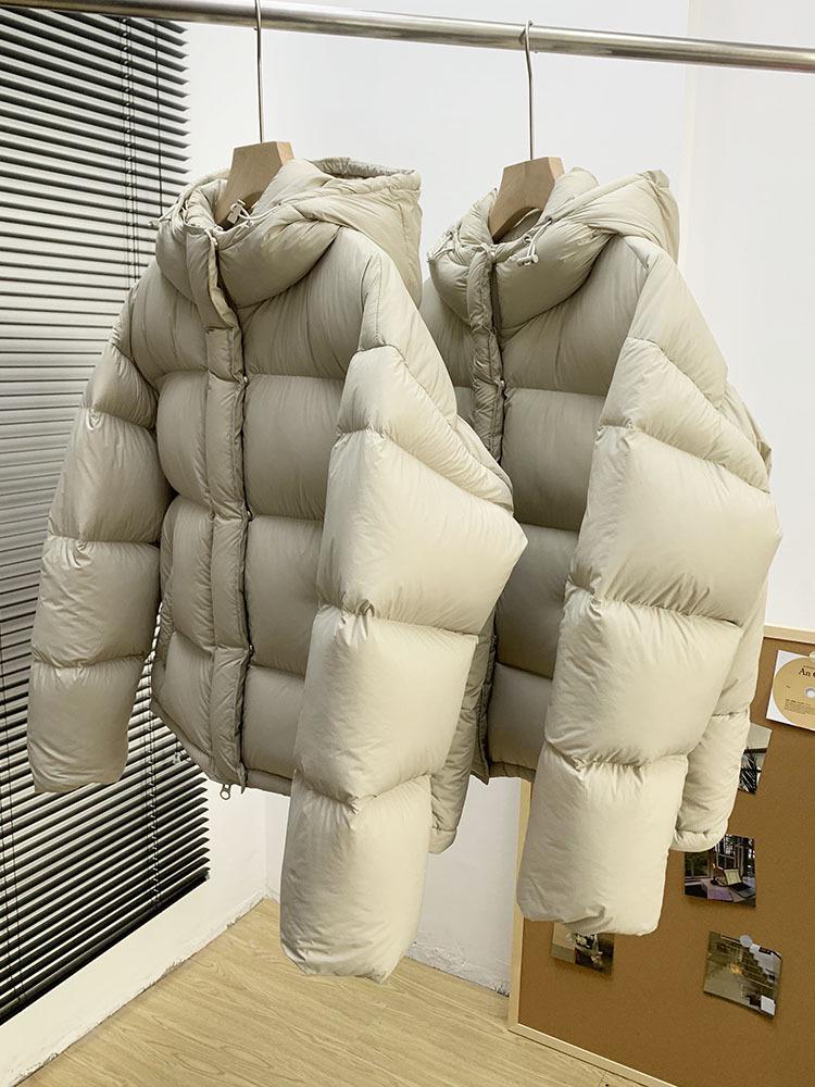 95% White Duck Down Women's Short Winter Hooded Jacket 2025 - Light Luxury Petite Puff Coat