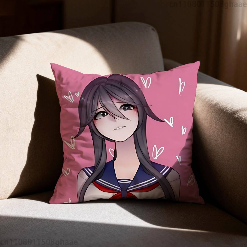 Yandere Simulator Pillow Case Antidustmite Pillowcase Invisible Zipper Silky Short Plush Sofa Cushion Cover