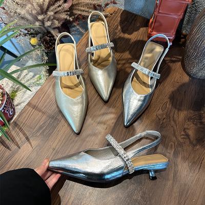 First Layer Sheepskin Insole Bag Head Sandals Spring and Summer Outer Wear French Mary Jane Shoes Single Shoes Women's Shoes