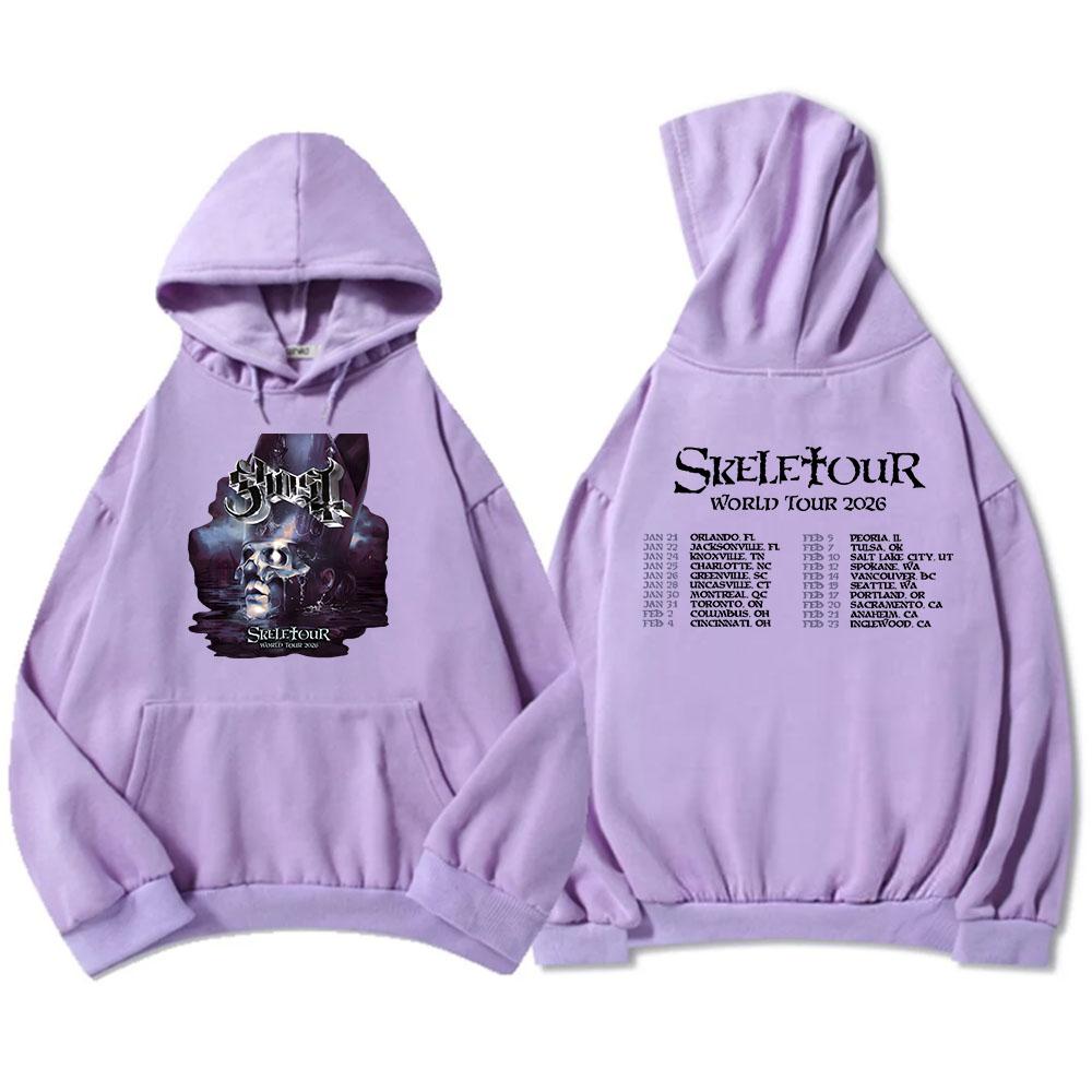 Ghost Skeletour World Tour 2026 Hoodies Rock Band Street Style Fashion Sweatshirts Winter Fleece Hooded Pullovers Men Women Tops