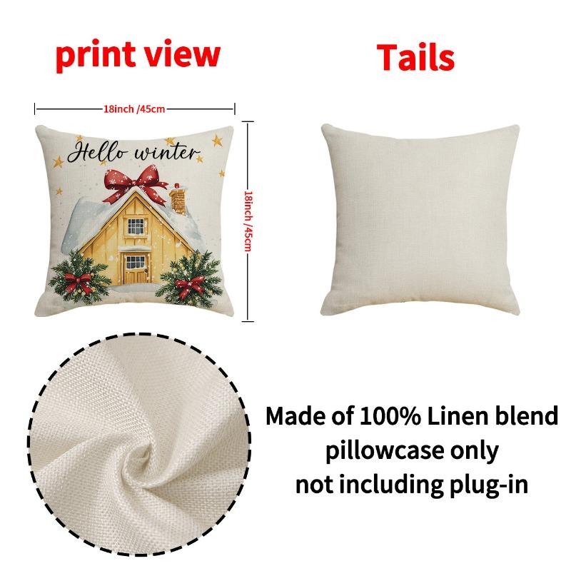 Christmas Pillow Covers 45x45cm Set of 4,Tree Snow Xmas Holiday Decor Throw Cushion Case Decoration for Sofa Couch