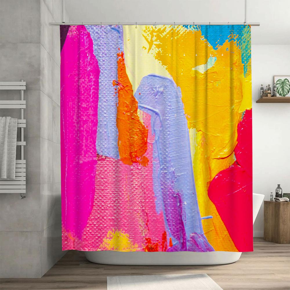 Colorful Brushstroke Shower Curtain Modern Abstract Design for Bathroom Decor