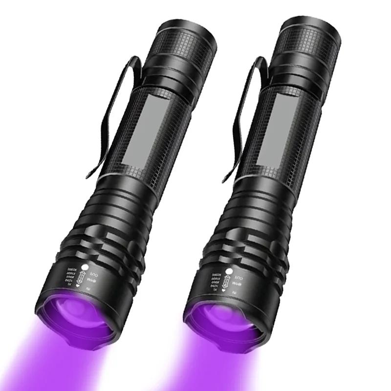 395NM UV Flashlight LED Ultraviolet Torch Zoomable Ultra Violet Lights Inspection Lamp Pet Urine Stain Detector Tools Lantern
