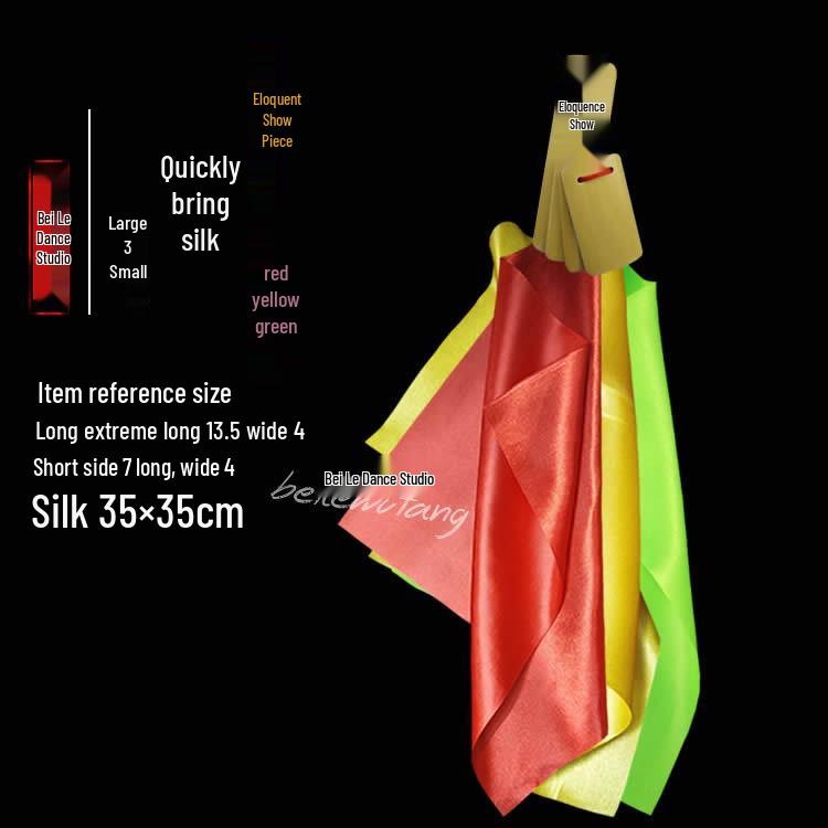 Small Square Towels for Adult Performance and Kindergarten Dance Props: Bamboo Clappers and Silk Ribbons for Eloquence Training