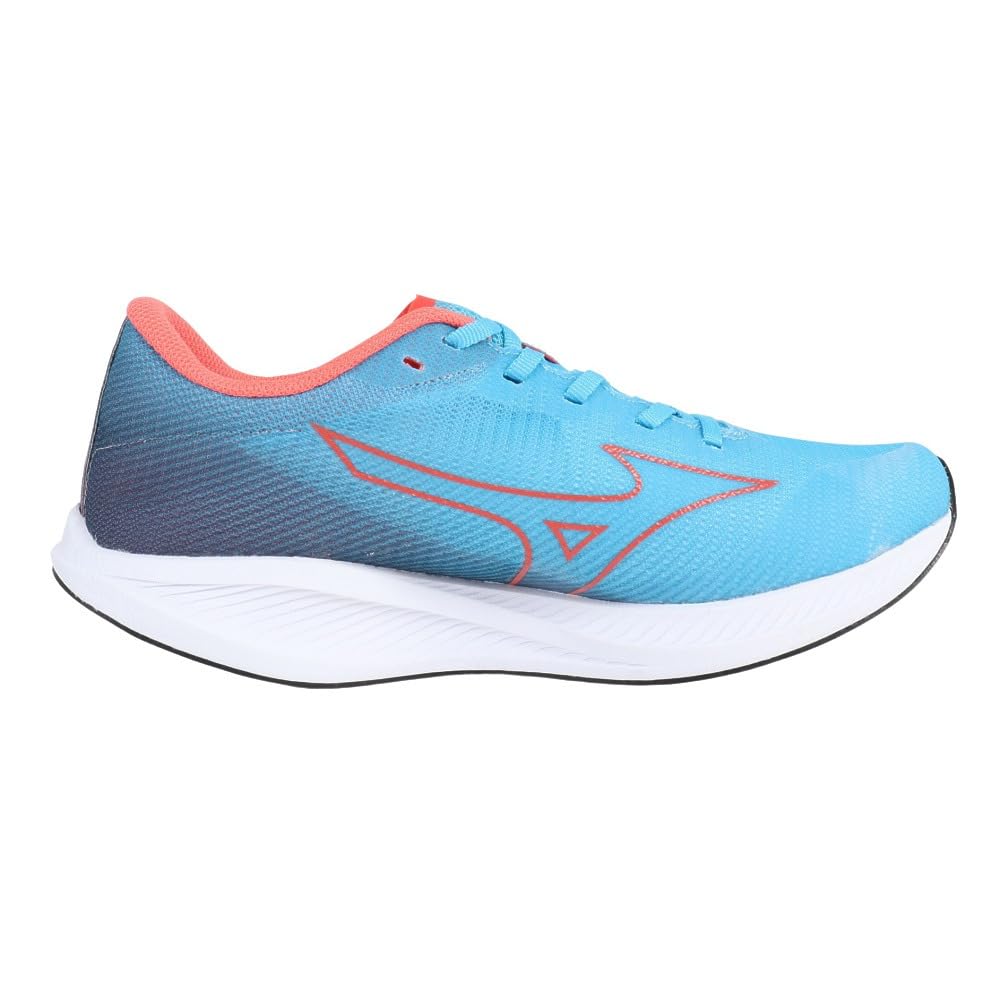 Mizuno Duel Flash Running Shoes, Lightweight, Cushioned, Track and Field, Men's, Light Blue x Coral, Size 25.5 cm, 2E