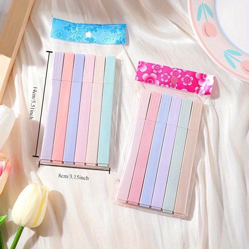 6pcs/set Pastel Color Highlighter Kawaii Stationery Color Marker School Supplies Student Marker Highlighter Japanese Stationery