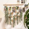 Bohemian Wall Hanging Decor with Natural Wood Slices and Green Eucalyptus Leaves