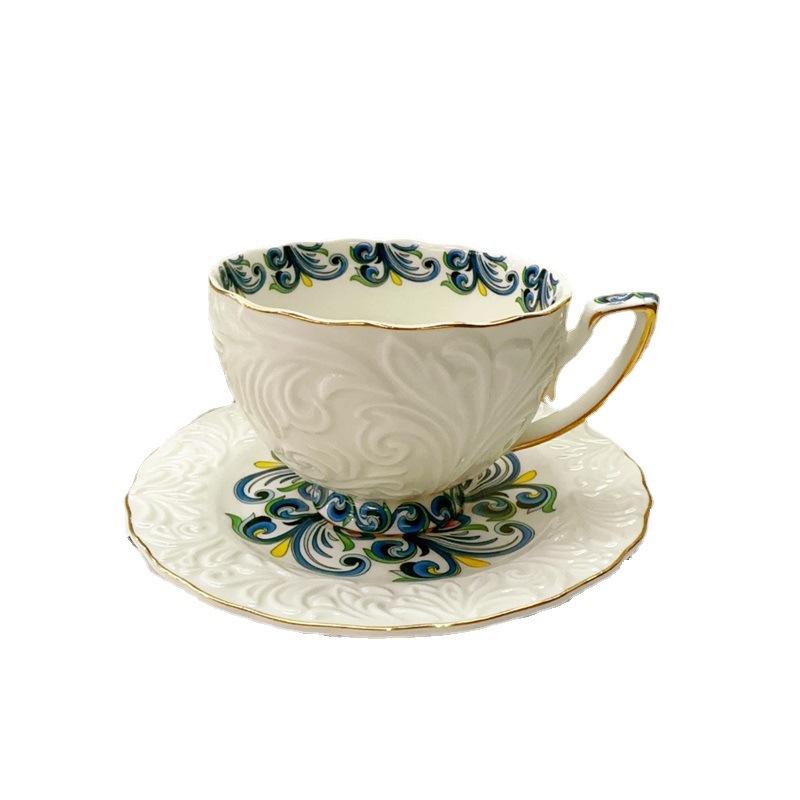 Ceramic Coffee Cups, Household Afternoon Tea Cups, High Aesthetic Relief Coffee Cups, Saucers, Flower Tea Cups Set