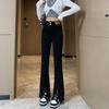 Spring and Summer Women's Stretch Jeans High-waisted Straight Trousers Slim Open Micro Flare Trousers