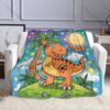 Multi Size Dinosaur Under Palm Tree Pattern Blanket Flannel Material Soft Warm for All Seasons, Home Outdoor Camping Picnics RV