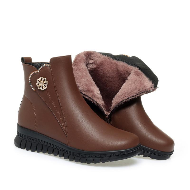 

Осенне-зимние материнские хлопковые туфли, кожаные туфли и женские полусапожки для пожилых, бархатные теплые туфли для пожилых и бабушек, нескользящие 41