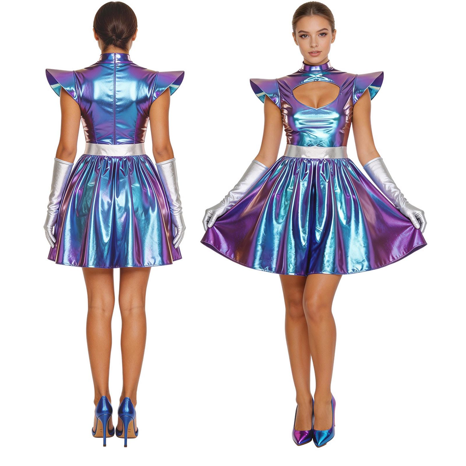 

Women s Fashionable And Casual Gradient Short-sleeved Dress L фиолетовый