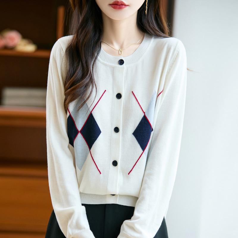 QingHe Cashmere Women's 30% Cashmere Cardigan - Soft & Warm Wool Blend Sweater