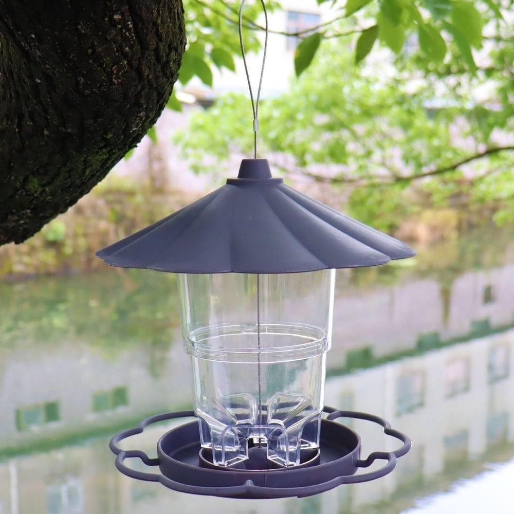 Folding Hanging Wild Bird Feeder Waterproof with Lanyard Hummingbird Feeder Gazebo Style Large Capacity Automatic Bird Feeder