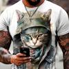 Male Trend Cat Element T Shirt For Men Daily Outdoor Fashion Regular Fit O-neck Short Sleeve Comfortable Material Clothing To