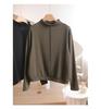Women's Autumn/Winter Stand Collar Brushed Fabric Base Layer T-Shirt - Loose Slimming, Skin-Friendly Top