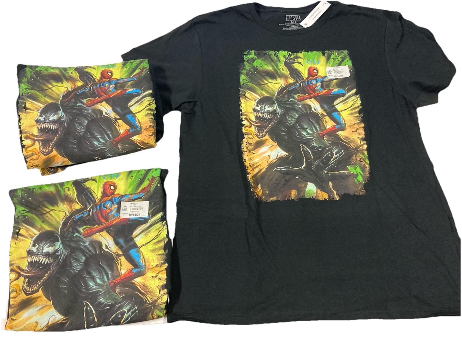 Marvel Venom & Spiderman Black Large Graphic Short Sleeve T-Shirt Size Small NWT S