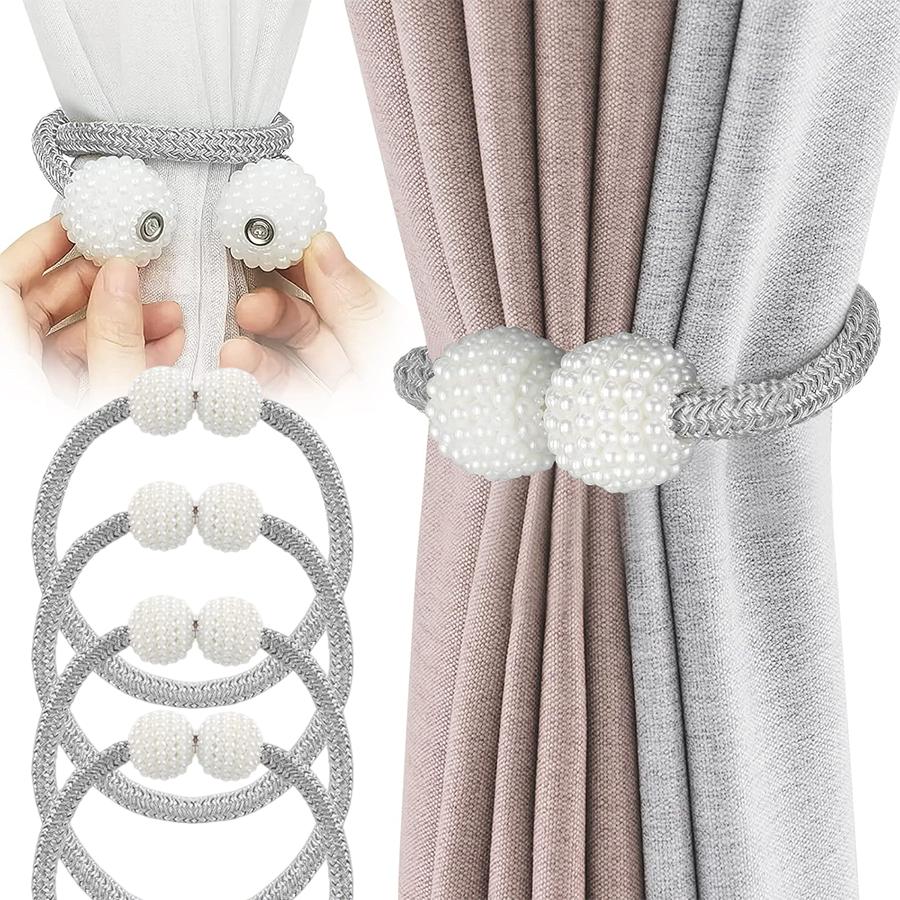 2/4 Stück Perlen Magnetische Gardinen-Haltebänder Gardinen-Haltebänder Schnallen Halter Halter Haken Clip für Zuhause Schlafzimmer Büro Dekorative