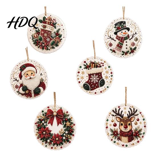 Decoratieve Kunstmatige Parel Kunst Decoraties 6 Stuks/Set Kerst DIY Kit Hangende Decoraties Knutselpakket met Ronde Bedels Parels Vakantie Strass voor