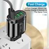 QC3.0 4-Port USB Fast Charger with Luminous Indicator for Mobile Devices - US/EU/UK Adapter