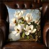 Vintage Magnolia Flower Print Throw Pillow Cover, Floral Landscape Art Decorative Cushion Case For Sofa Bedroom