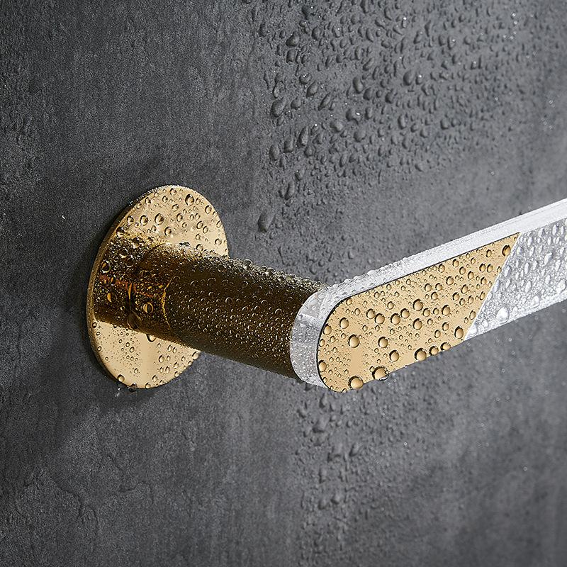 58cm Złoty Wieszak na Ręczniki Łazienkowe Bez Wiercenia Półka na Ręczniki Montowana na Ścianie Wieszak na Ręczniki Drążek na Ręczniki Półka do Przechowywania Akcesoria Łazienkowe