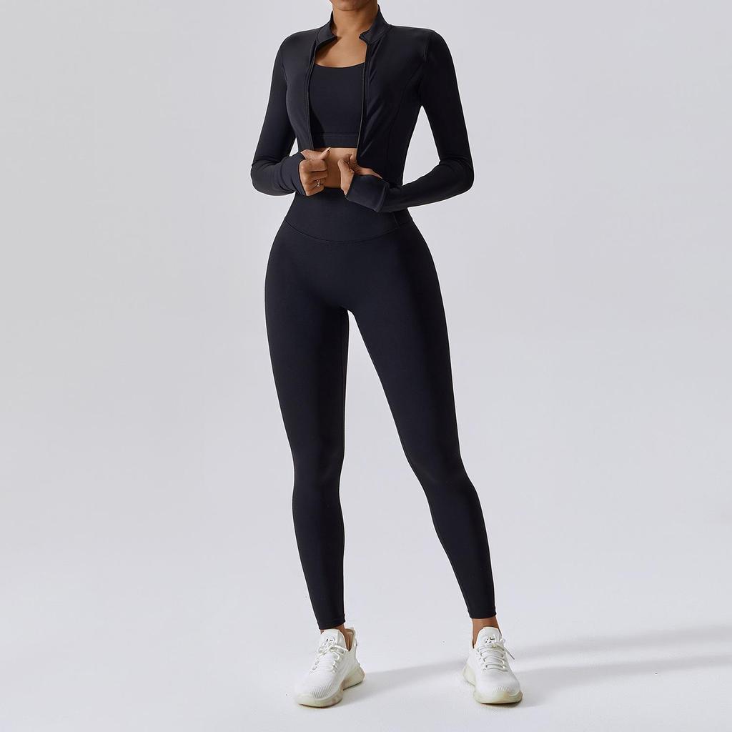 Women's Summer Nude Yoga Suit: Professional 3-Piece Set for Gym, Running, Sports, Fitness (8047)