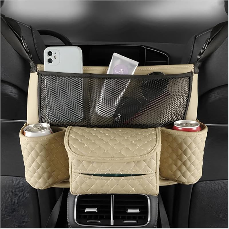 XINLIYA Car Handbag Holder Between Seats, PU Leather Multi-Pocket Large Capacity Purse Holder, Auto Net Bag Barrier Of Backseat Pet Kids, Car Seat