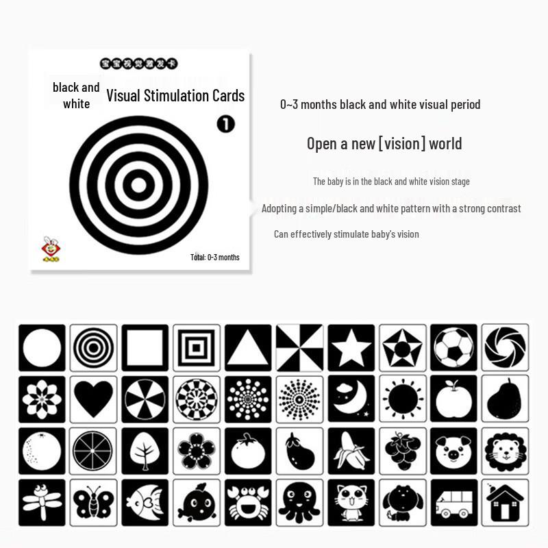 Kognitive Lernkarten für Kleinkinder (Schwarz-Weiß)