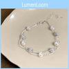 Elegant Silver Doublelayered Pearl Bracelet Chic Minimalist Titanium Steel Jewelry For Women