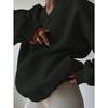 Elegant Fleece Top Women Pullover Regular Crew Neck Loose Fit Sweatshirt Casual Velvet Hoodie