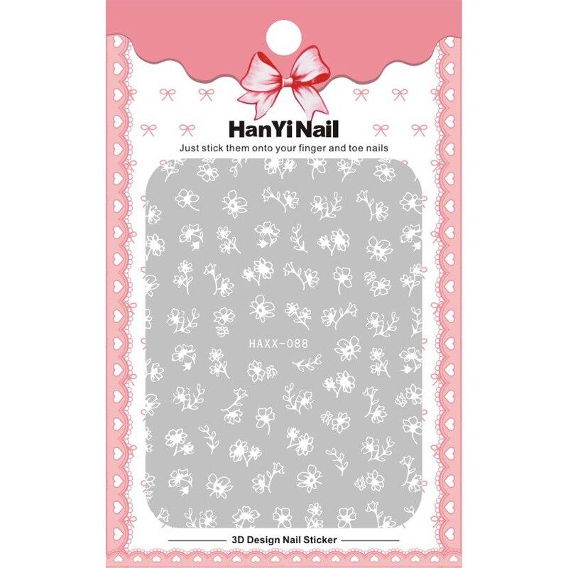 1 Sheet 3D Adhesive Nail Sticker Geometric Patterns Flowers Butterfly Decal for Nail Art Decoration