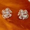 Beautiful Flower Stud Earrings Dazzling Cubic Zircon Gentle Wedding Jewelry for Lady Graceful Accessories for Engagement