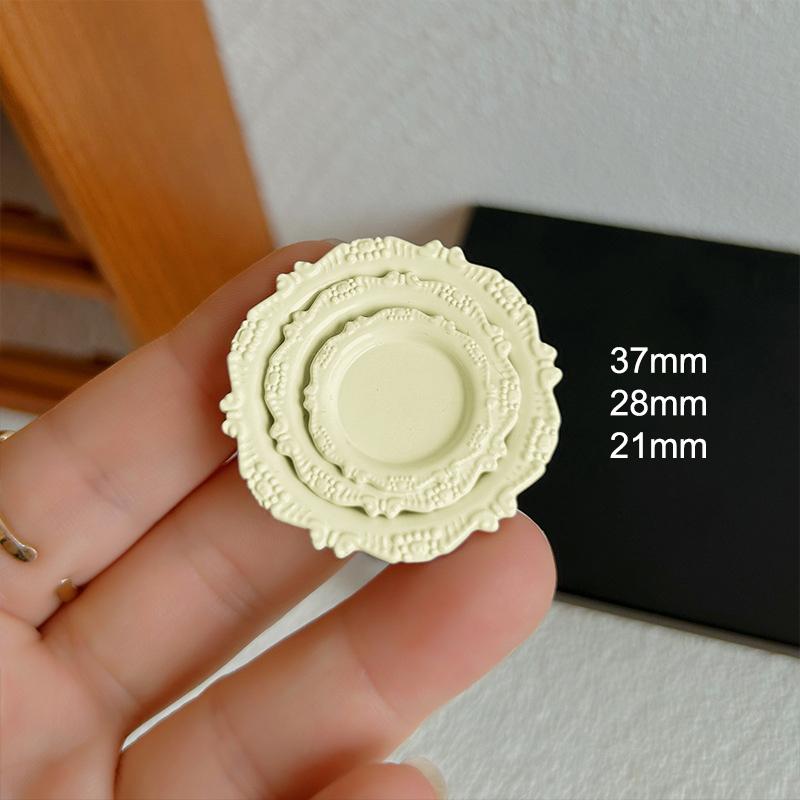 3 Peças Brinquedo de Menina Miniatura Casa de Bonecas Prato de Pastelaria Mini Bandeja de Entalhe Retrô Disco Comida para Cozinha de Brincar Acessórios para Boneca