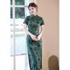 Green college entrance examination sends the national style Chinese long improved cheongsam 1011 new female retro slim summer