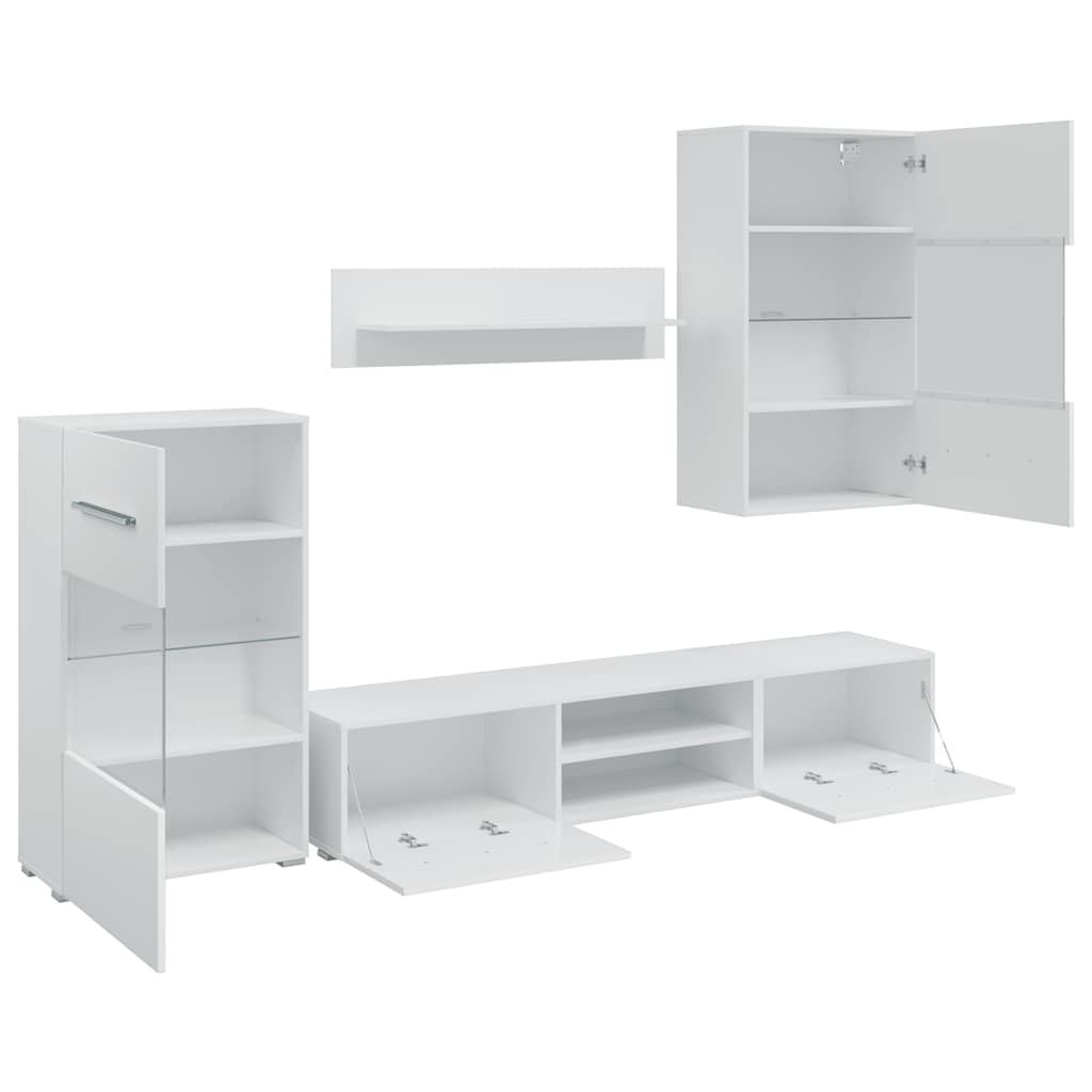 Vidaxl 5-Cz. Zestaw Mebli Do Salonu, Oświetlenie Led, Biały