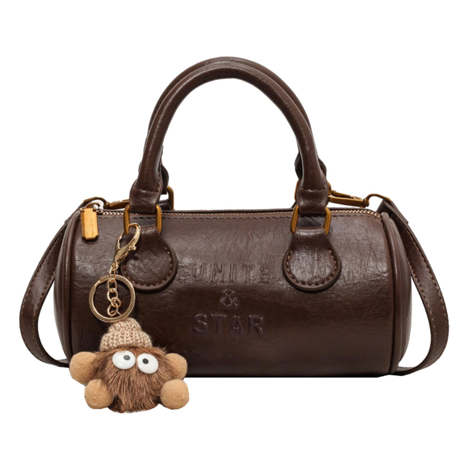 

Новая цилиндрическая сумка-тоут UNITE STAR из мягкой искусственной кожи, сумка через плечо, женская, черная/кофейная/коричневая US235477 22.1*10.9*10.9CM