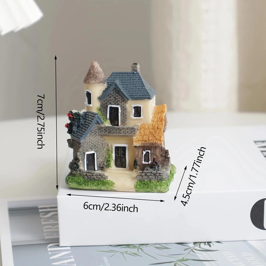 1pc-Resin House Miniatures Figurines Garden Decoration Fairy Garden Resin Craft House Micro Landscape Miniature House Ornaments