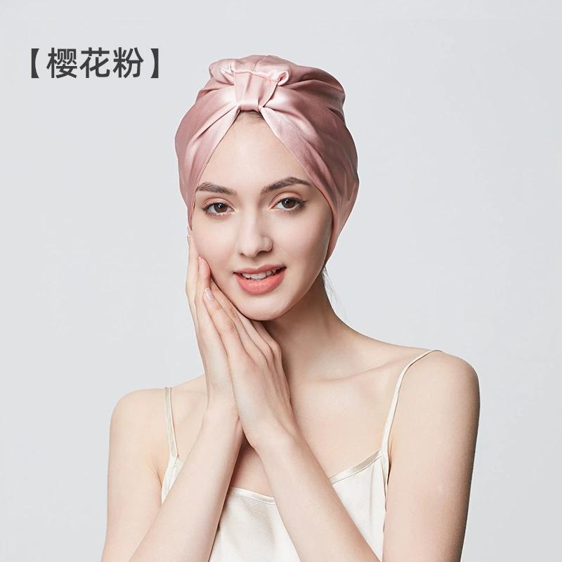 100% Mulberry Silk Hood Sleeping Cap Women's Night Hat 19 Momme with Adjustable Ribbon Hair Care