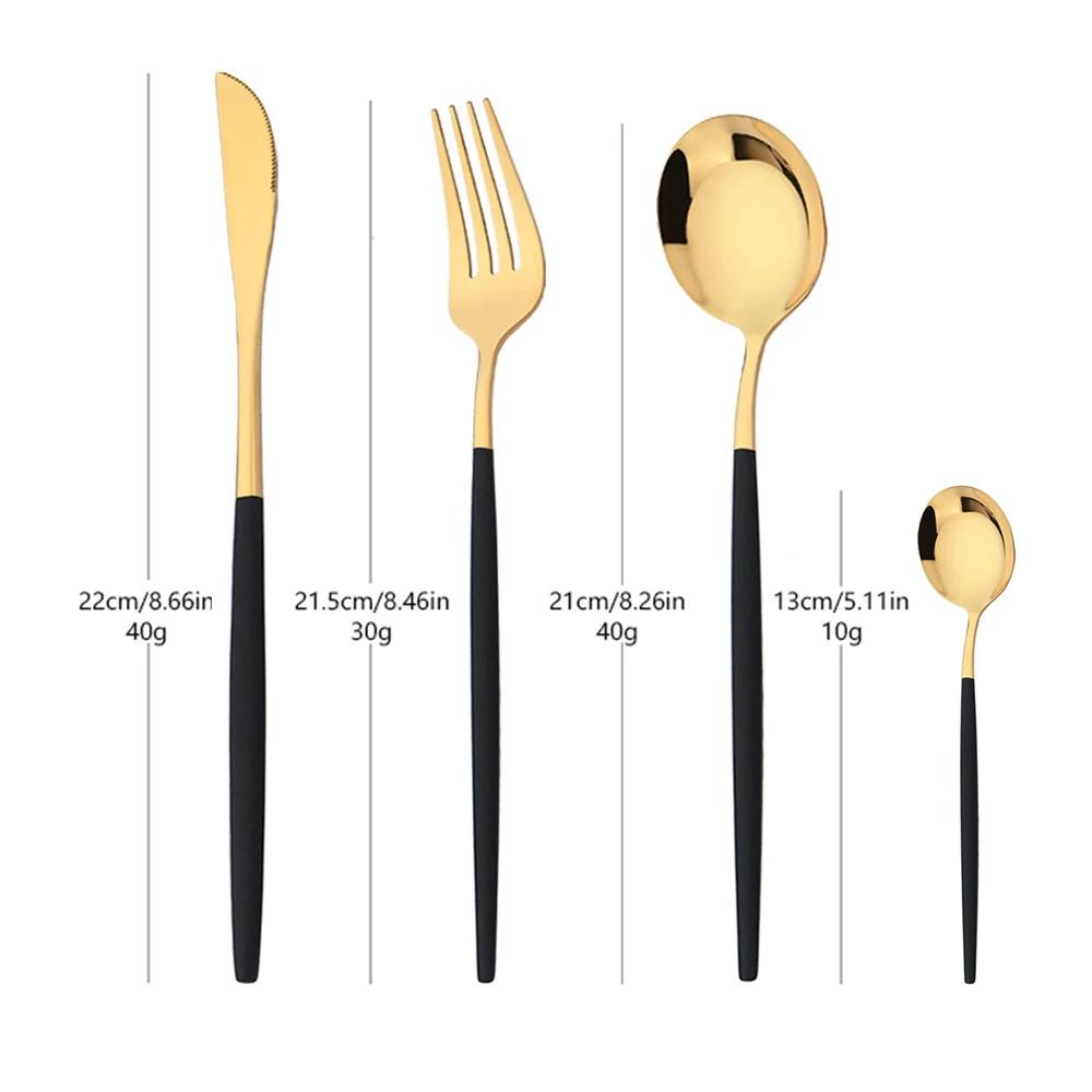 12Pcs Mirror White Gold Cutlery Set Stainless Steel Tableware Knife Fork Coffee Spoon Dinnerware Set Kitchen Flatware Silverware