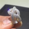 Huitan Sparkling Cross Rings Women Full Paved CZ  Color Fashion Bridal Finger Accessories Wedding Party New Trendy Jewelry